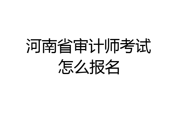 河南省审计师考试怎么报名