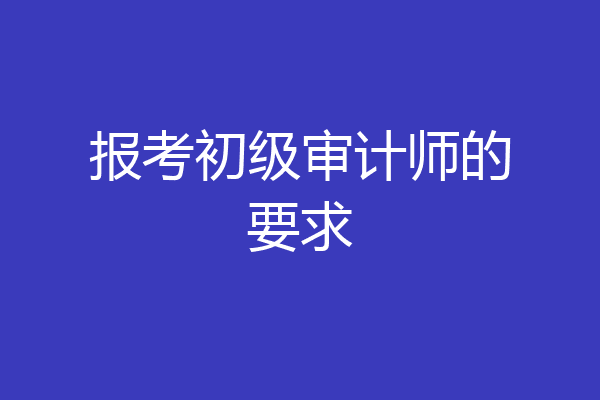 报考初级审计师的要求