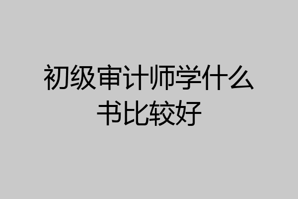 初级审计师学什么书比较好