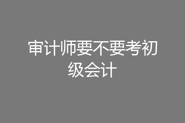 审计师要不要考初级会计