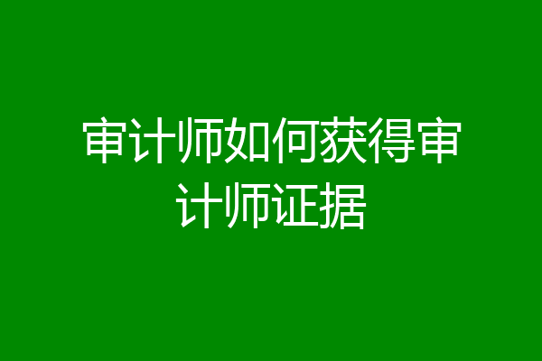 审计师如何获得审计师证据