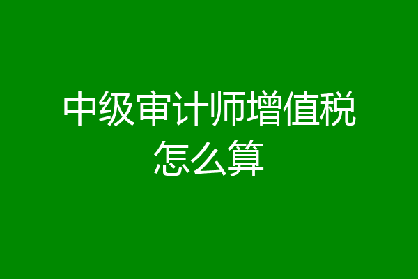 中级审计师增值税怎么算