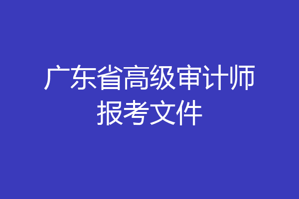 广东省高级审计师报考文件