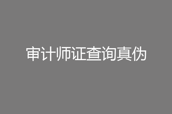 审计师证查询真伪