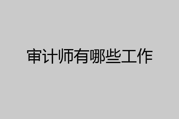 审计师有哪些工作