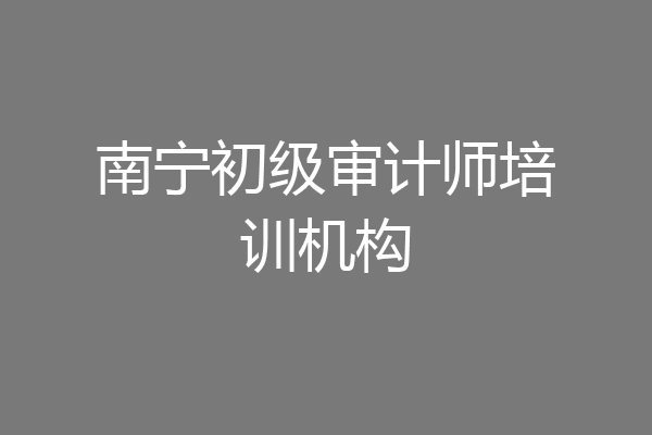 南宁初级审计师培训机构