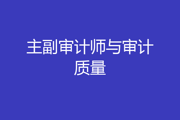 主副审计师与审计质量