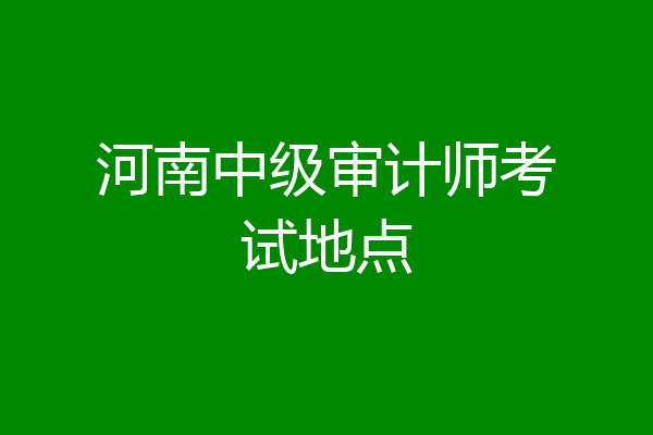 河南中级审计师考试地点