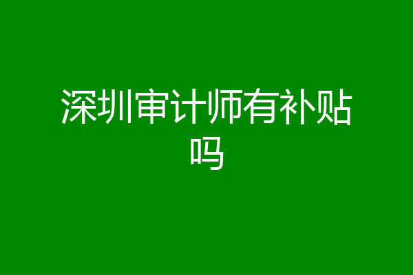 深圳审计师有补贴吗