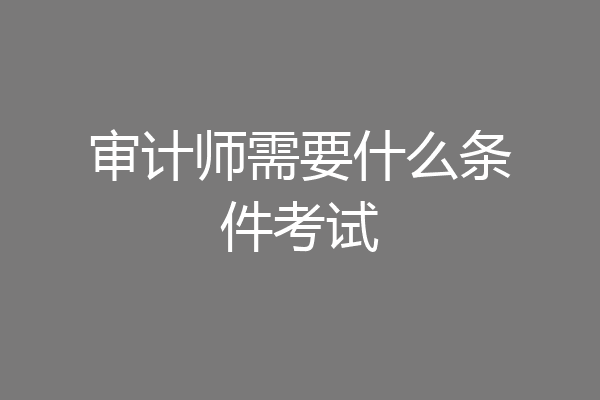 审计师需要什么条件考试