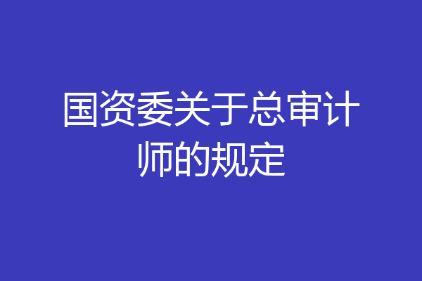 国资委关于总审计师的规定