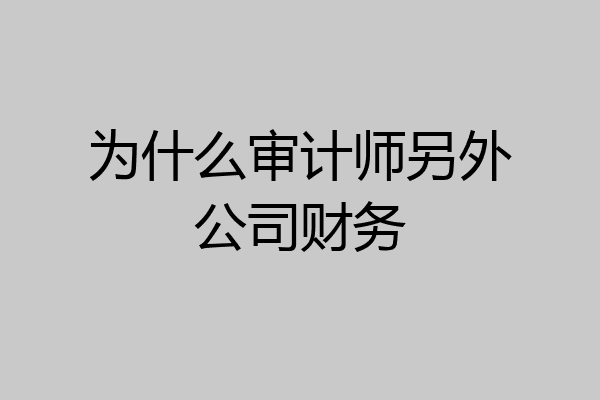 为什么审计师另外公司财务