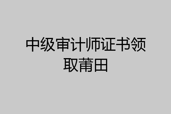 中级审计师证书领取莆田