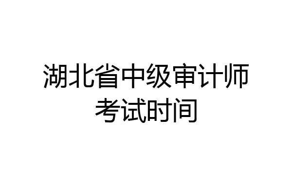 湖北省中级审计师考试时间