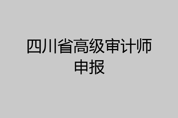 四川省高级审计师申报