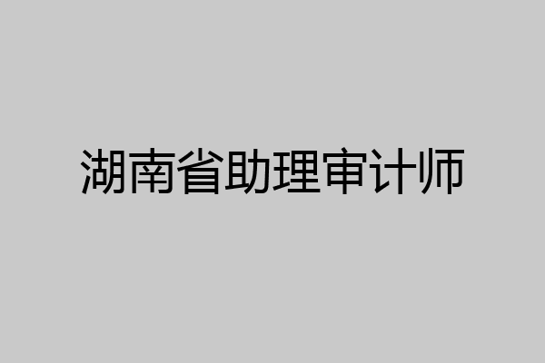 湖南省助理审计师
