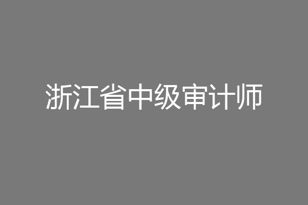 浙江省中级审计师
