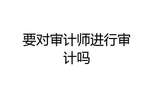 要对审计师进行审计吗
