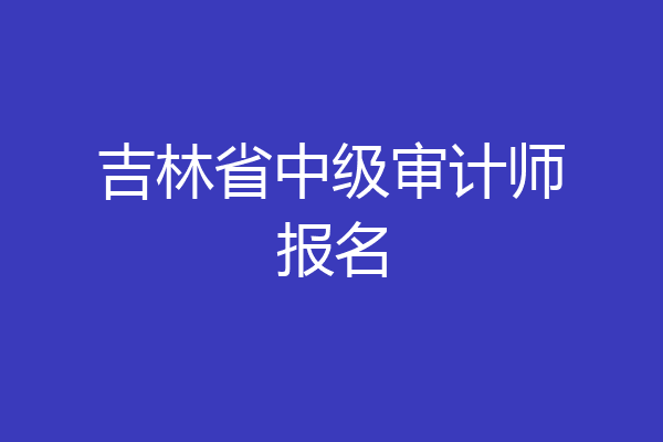 吉林省中级审计师报名