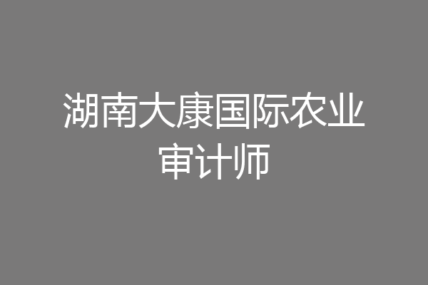 湖南大康国际农业审计师