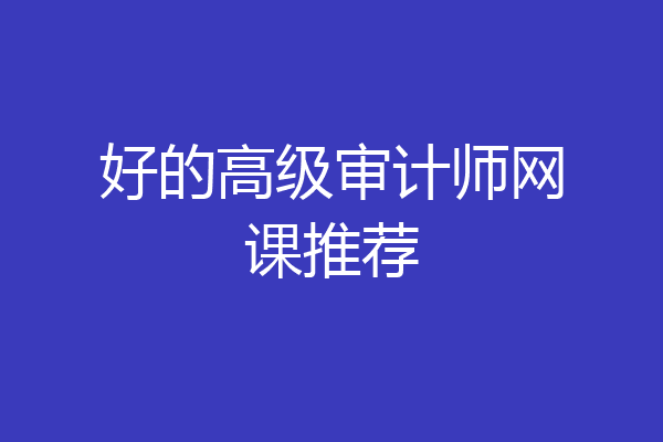 好的高级审计师网课推荐