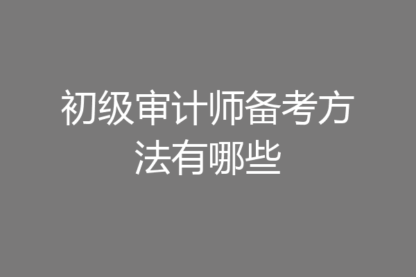 初级审计师备考方法有哪些