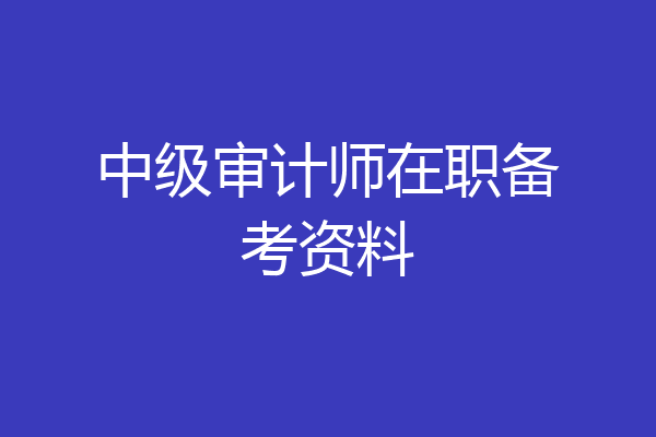 中级审计师在职备考资料