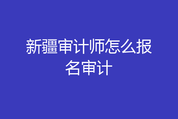 新疆审计师怎么报名审计
