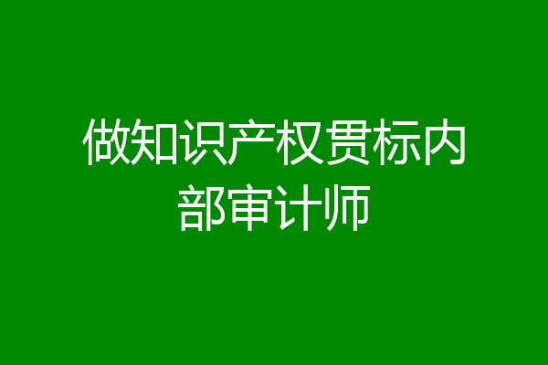 做知识产权贯标内部审计师