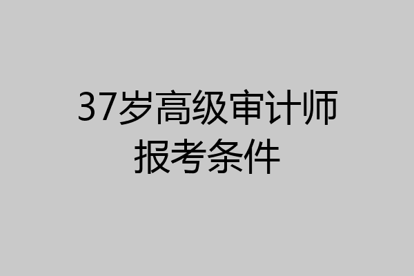 37岁高级审计师报考条件