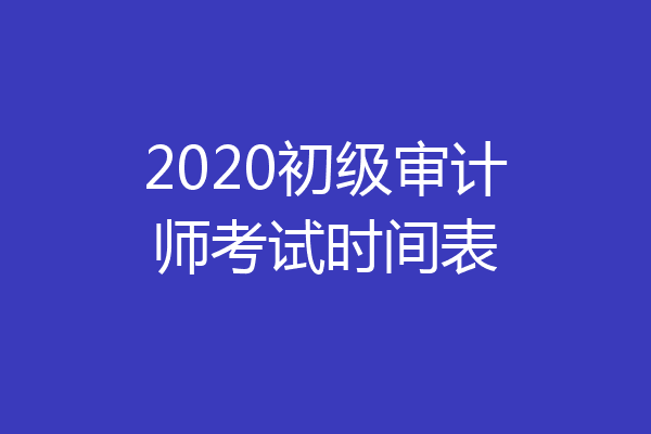 2020初级审计师考试时间表