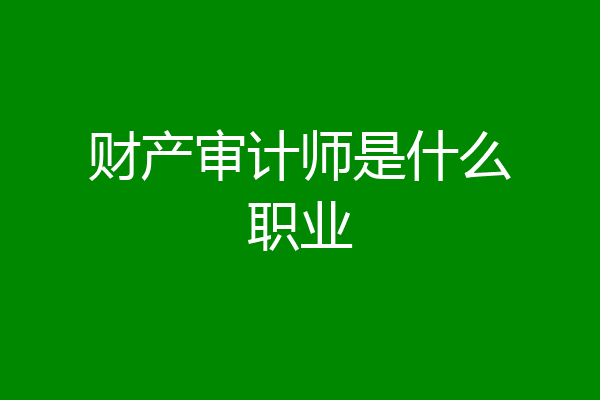 财产审计师是什么职业