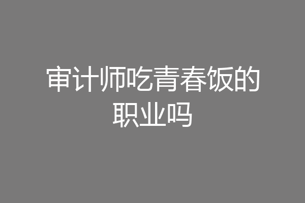 审计师吃青春饭的职业吗