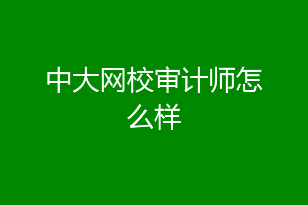 中大网校审计师怎么样