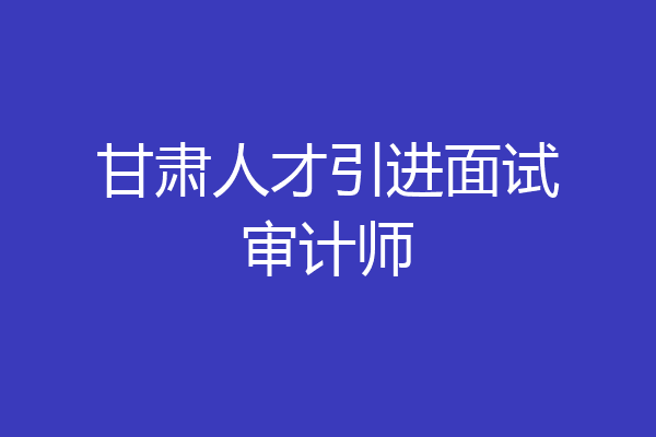 甘肃人才引进面试审计师