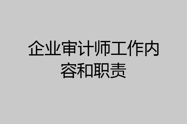 企业审计师工作内容和职责