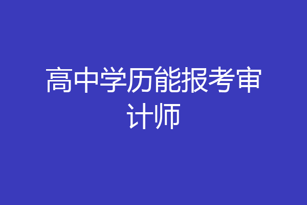 高中学历能报考审计师