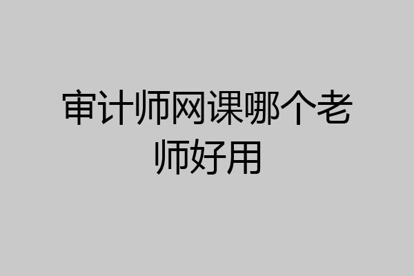 审计师网课哪个老师好用