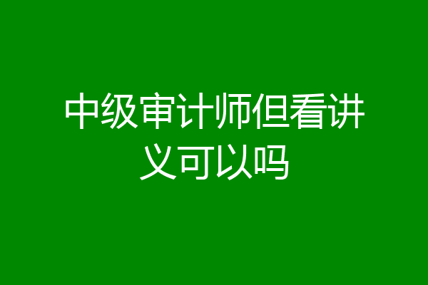 中级审计师但看讲义可以吗