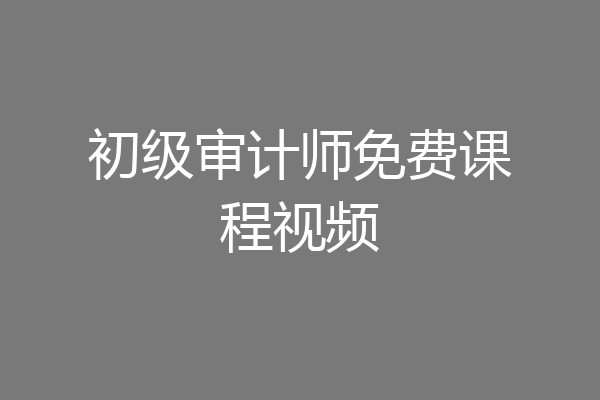 初级审计师免费课程视频