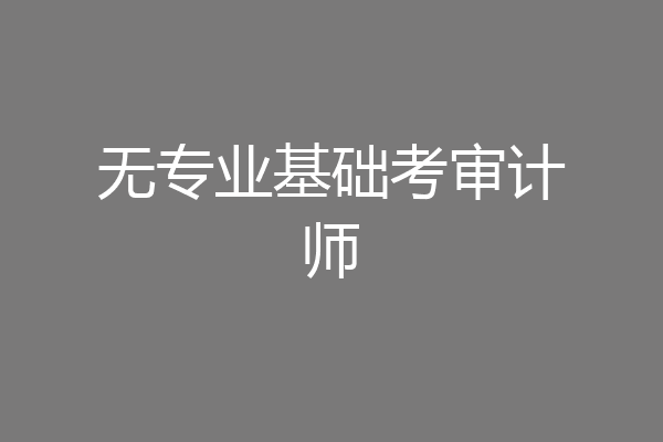 无专业基础考审计师