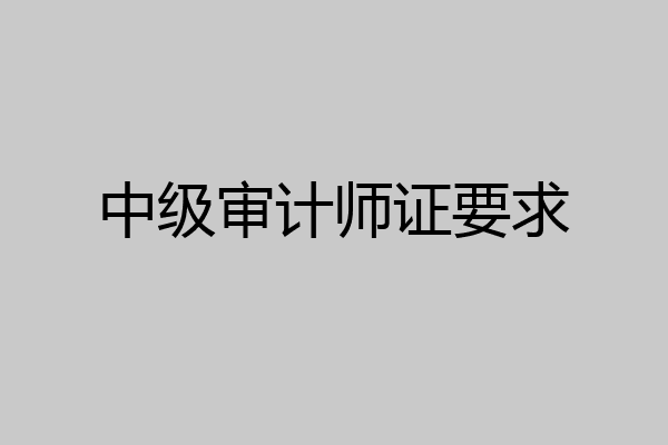 中级审计师证要求