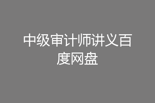 中级审计师讲义百度网盘
