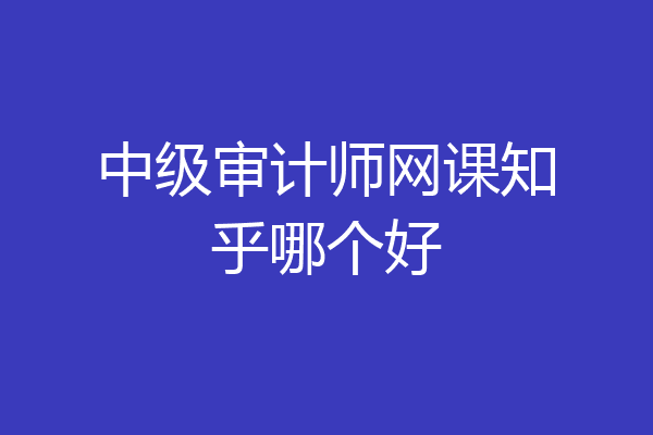 中级审计师网课知乎哪个好