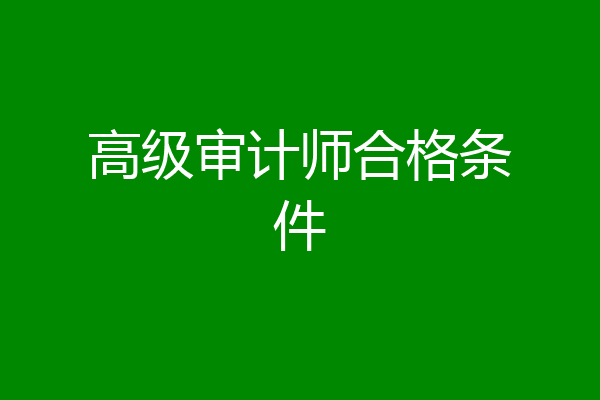 高级审计师合格条件