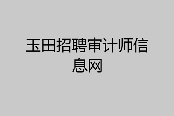 玉田招聘审计师信息网
