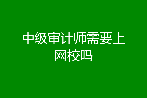 中级审计师需要上网校吗