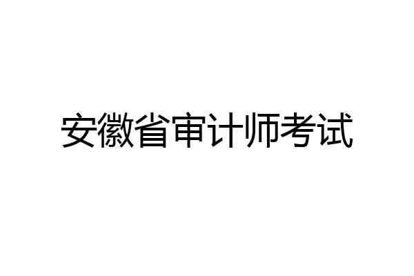 安徽省审计师考试