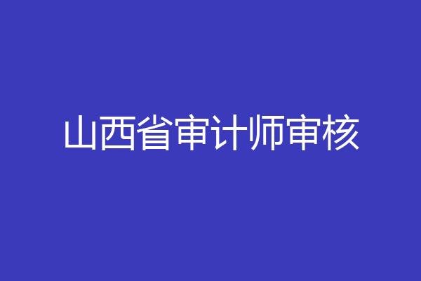 山西省审计师审核