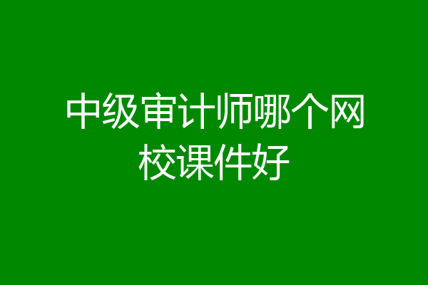 中级审计师哪个网校课件好